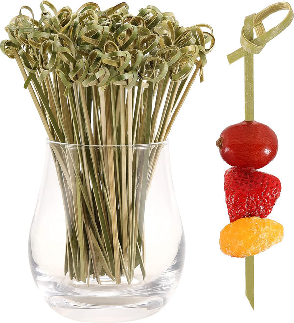 100 PCS Natural Bamboo Cocktail Picks, 4.7 Inch Toothpicks for Appetizers, Fancy Tooth Picks for Party Supplies