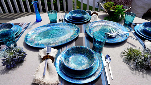 Radiance Teal Melamine 7.5" All Purpose Bowl Set of 6 - Deep Break-Resistant Bowls for Salad, Soup, Pasta, Snacks