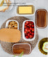 Countertop, Nucookery Ceramic Butter Dish, Embossed Butter Keeper with Wood Lid for Butter Holder and Container