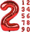 40 Inch Red Big Number 2 Birthday Party Decoration - Foil Polyester Film Balloons for Anniversary Party Wedding for