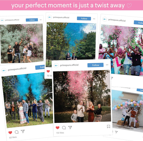 2 2 4 Pack PrimePure Gender Reveal Confetti Cannon - Biodegradable Powder & Heart Shaped Confetti Poppers - Pink