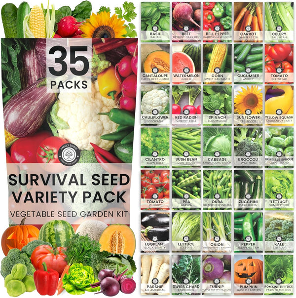 35 Vegetable Seed Packets | Survival Variety Pack | 2026 Season |