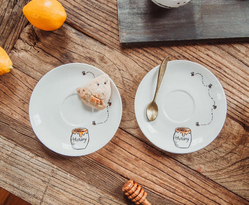 4-Piece Set Winnie The Pooh Disney Bone China Teacup and Saucer | Tea Party With Coffee, Espresso, Mocha