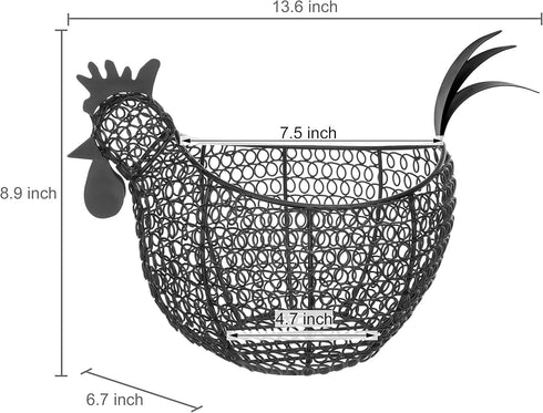Countertop, MyGift Egg Holder Chicken Shaped Wire Egg Gathering Basket, Farmhouse Home Decor Display Storage Collecting
