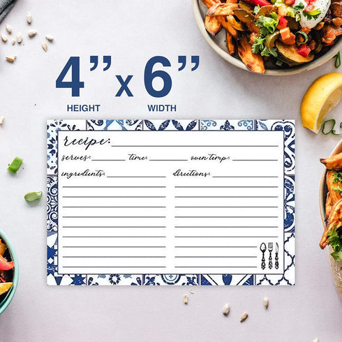 Recipe Cards 4" X 6" Double-Sided Premium Thick Card Stock - Great Gift for Amateurs or Experienced Chefs (Pack of 50)