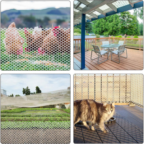 GardenNow 15.7IN 33FT Upgraded x ABS Plastic Chicken White Wire Fence Mesh, Poultry Fencing, Hexagonal Fencing Wire