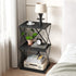 3-Tier ET-03BK End Table Small Side Table Tall Bedside Night Stand with Storage Sofa Side desks for Living Room Bedroom