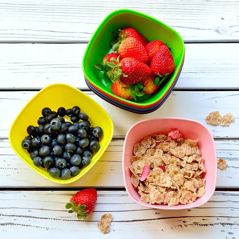 Youngever 9 Pack 12 Ounce Plastic Snack Bowls, Kids Plastic Bowls Set of 9 in Rainbow Colors