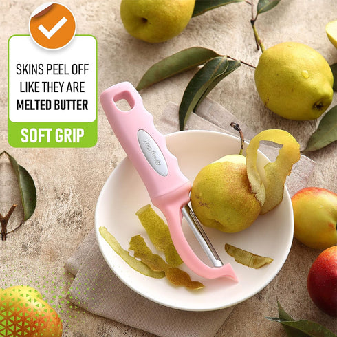 Spring Chef Premium Swivel Vegetable Peeler, Soft Grip Handle, Ultra Sharp Stainless Steel Blades - Perfect for