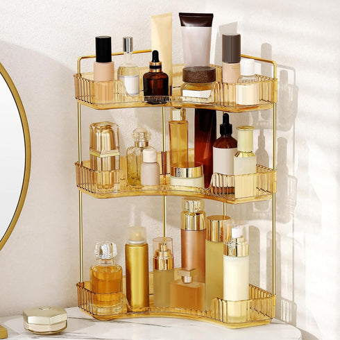 Counter Countertop 3 YCIA&DONE Corner Bathroom Organizer, Makeup Organizer for Vanity, Skincare Cosmetic Perfume Tray