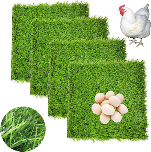 Hamiledyi 4 Pack Chicken Nesting Pads-1212x 1.2,Washable Thicken Artificia Grass Nesting Box