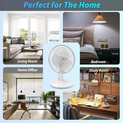 Comfort Zone Desk Fan, Fully Adjustable Tilt, Electric Mini Desk Fan, 6 inch, Quiet, 2 Speed, Ideal for Home, Bedroom,