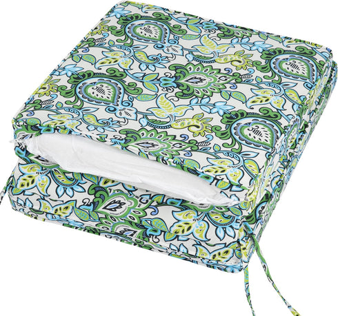 Magpie Fabrics Swimming 45"x20"x3", Outdoor/Indoor High Back Square Corner Chair Cushion with Handle & Ties, Waterproof