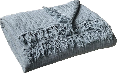 KyraHome 100% 60"x80" Cotton Throw Blankets for Couch, Plant-Dyed Breathable Lightweight Gauze Soft Muslin Throw