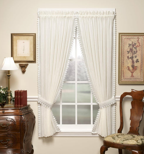 Today's Curtain Versailles Macrame Crushed Window Voile Panel - 84-Inch, Ecru
