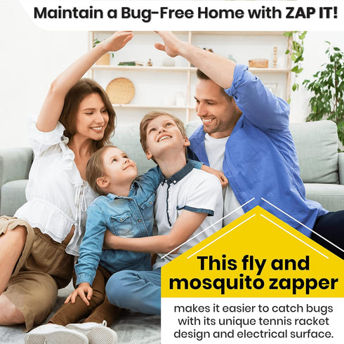 Zap It Electric Fly Swatter Racket & Mosquito Zapper - High Duty Battery Powered 3,500 Volt Electric Bug Zapper