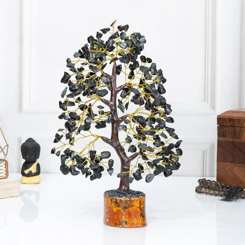 Black Tourmaline Gemstone Tree of Life - Handmade Chakra Tree for Positive Energy, Feng Shui Decor, Good Luck Gift