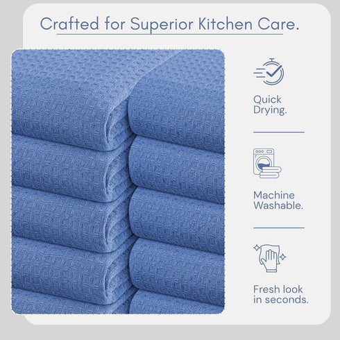 Set 12 100% (16 26 inches) TWINY threads of Cotton Solid Kitchen Towels with Hanging Loop X | Ultra Absorbent Dobby