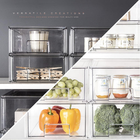 BINO Stackable Storage Drawers, Large Clear, Storage Bins with Drawers for Bathroom Organizers and Under Sink Storage