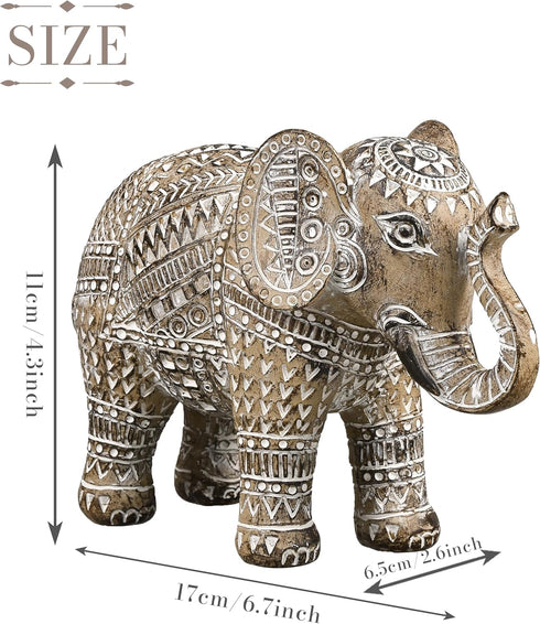 4.3" TERESA'S COLLECTIONS Boho Elephant Decor, Elephant Statues Brings Good Luck for Home Decor, Jumbo Figurines Resin