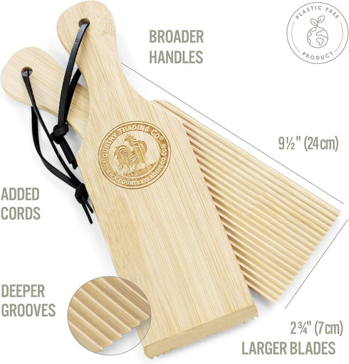 Set 2 9.5 inches Gnocchi Boards and Wooden Butter Paddles to Easily Create Authentic Homemade Pasta and Butter Without