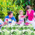 Tatuo 2 Pieces Palm Leaf Table Covers, Hawaii Green Leaves Tablecloths and 2 Pieces Palm Leaves Banners