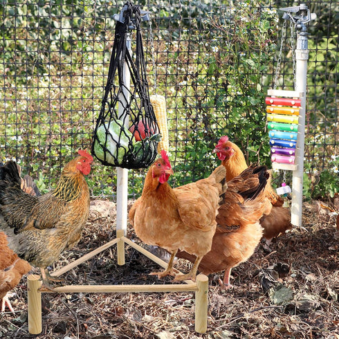 9 Pack 2 1 1 1 2 2 Chicken Toys for Coop Accessories, Chicken Enrichment Toys with Swing, Wood Stand, Xylophone