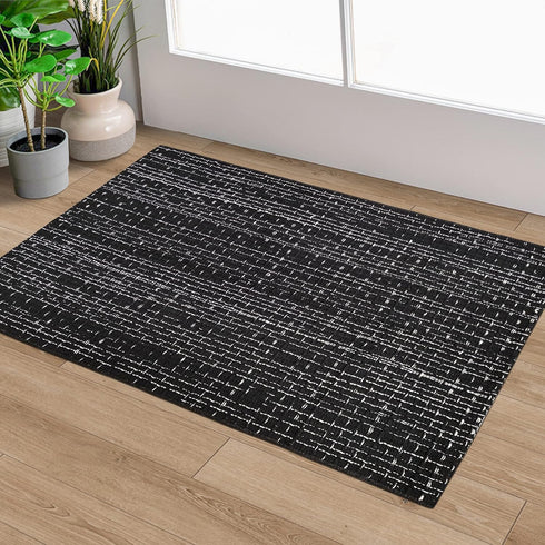 Small Boho Rug 2 x 3 Cotton Washable Rugs, Black White Kitchen Runner for Indoor Outdoor Farmhouse Area Carpet
