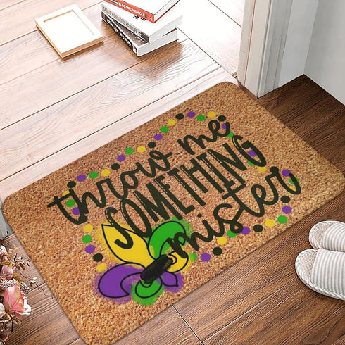 Welcome Mats for Front Door Outdoor Entry, Mardi Gras Masks Doormat, Funny Non Slip Mat for Home Indoor Rugs 17x30 Inch
