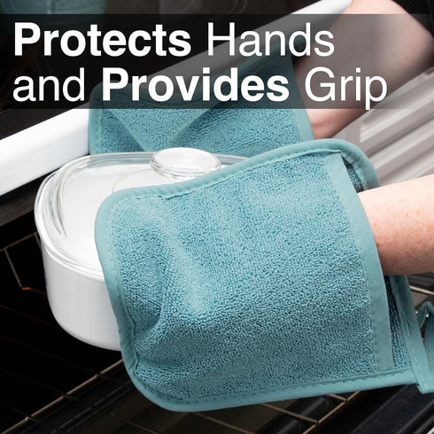 Ritz Terry Pocket Mitt & Hot Pad - 2-Pk - Durable 100% Cotton - Heat Resistant - Ergonomic Grip - Easy-Care