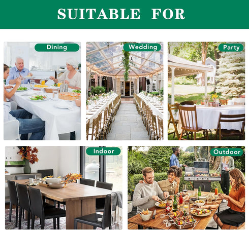 Biscaynebay Round 60" Textured Fabric Tablecloth, Brown Water Resistant Table Cloth for Dining, Kitchen, Parties