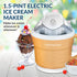 Nostalgia Electric Ice Cream Maker - 1.5 Quart Old Fashioned Soft Serve Machine for Frozen Yogurt or Gelato - Tan