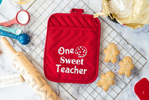 Teacher Gift for Women, Appreciation Week, Thank You Potholder, One Smart Cookie Oven Mitt, Set of 2