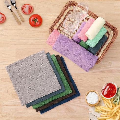 Homaxy 12 Pack Kitchen Dish Cloths, Super Soft and Absorbent Coral Velvet, Nonstick Oil Fast Drying Microfiber Cleaning
