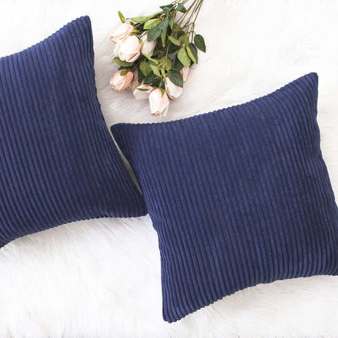 18x18 Set 2 18 18 inch, Home Brilliant Striped Corduroy Decorative Pillow Covers Throw Pillows for Couch of Accent