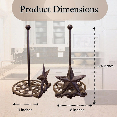 Country Countertop Countertop BestGiftEver Metal Star Rustic Paper Towel Holder - Freestanding Kitchen Decor