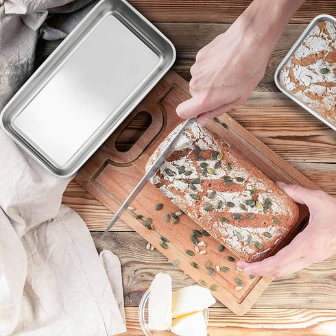 TeamFar Loaf Pans for Baking Bread - 9 × 5 Inch Stainless Steel Pans for Homemade Brownies, Set of 2, Healthy & Sturdy,