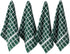 DII Basic Terry Collection Windowpane Dishtowel Set, 4 Piece, 16x26, Dark Green Check