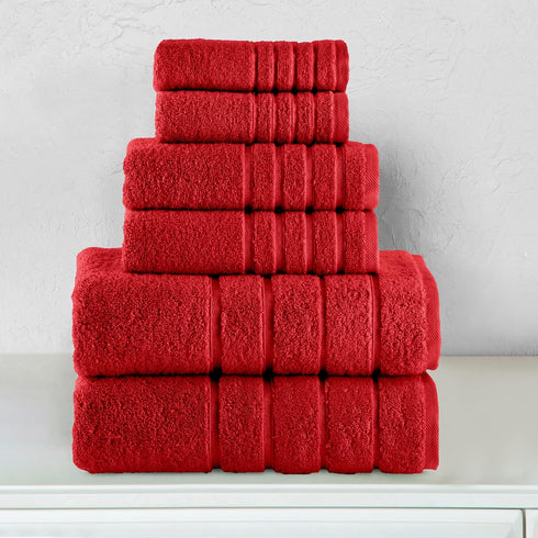 4 6-Piece Set 100% 2 2 2 Set, Elegant Comfort Lines Viscose Stripe Premium Towel - Turkish Cotton High Absorbent Luxury