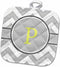 3D Rose Grey and White Chevron with Yellow Monogram Initial P Pot Holder, 8 x 8, Multiple Color