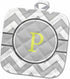 3D Rose Grey and White Chevron with Yellow Monogram Initial P Pot Holder, 8 x 8, Multiple Color