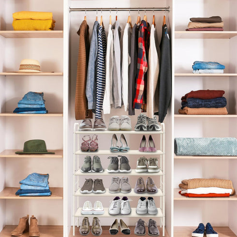 5-Tier SIMPLE HOUSEWARE Shoe Rack Storage Organizer, White