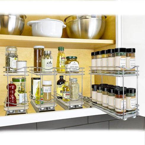 4-3/8 inch 2 LYNK PROFESSIONAL Pull Out Spice Organization for Cabinets - Wide Spice Rack for Inside Cabinets, Slide