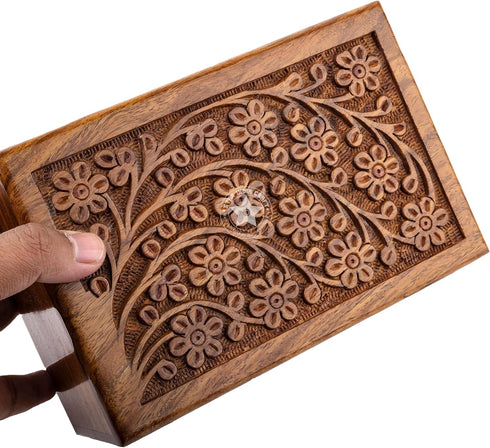 SIC Cremation Urns for Human Ashes, Small Wooden Tree of Life Urn Box for Dogs, Holds 40lbs