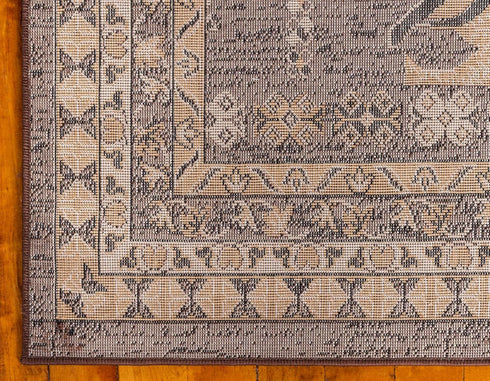 Unique Loom Taftan Collection Area Rug - Border Geometric Tribal Design, 2 ft 2 in x 3 ft, Brown/Tan