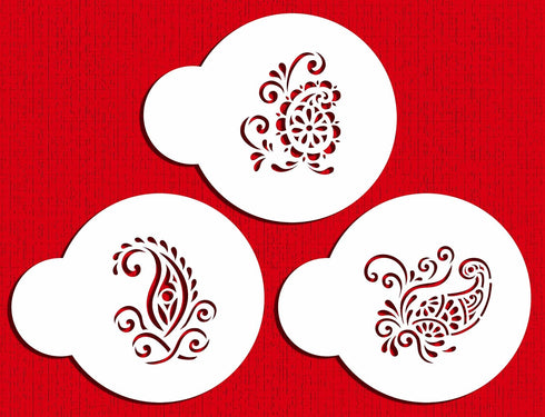 Designer Stencils Mini Silk Paisley Cookie Stencils, Beige/Semi-Transparent