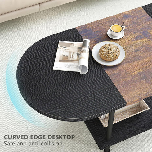 2-Tier Coffee Tables, Modern Center Table with Storage Shelf, Table for Living Room, Modern Two-Tone Design (Mixed