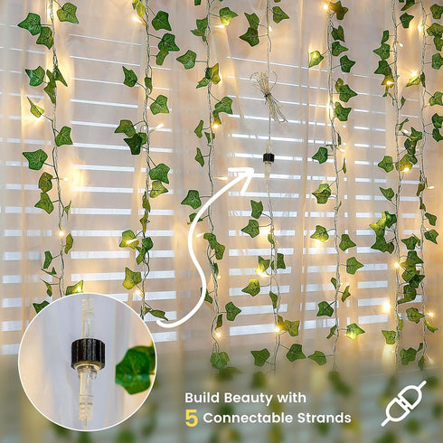 23 73 Vine with Fairy Lights, FT LED Ivy Leaf Lights Indoor Plug in, Fake Vine String Lights for Bedroom, Dorm, Wall