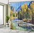 Ambesonne Landscape Shower Curtain, Cloth Fabric Bathroom Decor Set with Hooks, 69" W x 70" L, Mustard Green Blue,