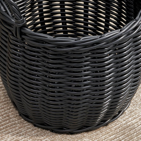 Isidore Round Resin Woven Basket with Handles - Multi-Purpose Organizer for Storage, Laundry, 13" x 13" x 13"